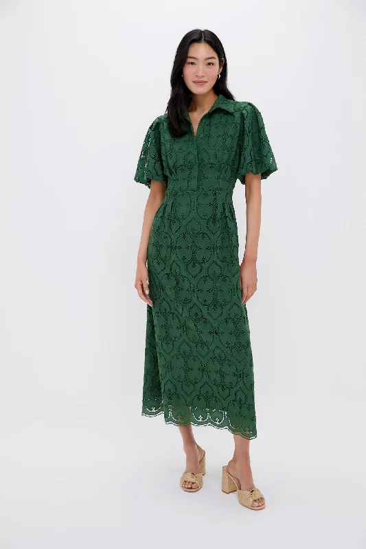 Olive Eyelet Delaney Dress Tunics Sophisticated sleek
