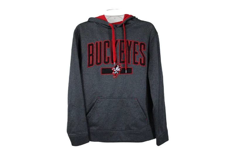 Ohio State Buckeyes Gray Hoodie | S Hoodie with Button Placket Classic Preppy