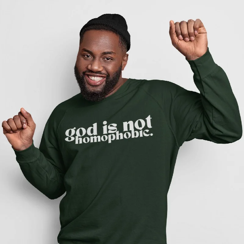 God is Not Homophobic | Unisex Sweatshirt Hoodie with Hem Embroidery Detailed Premium