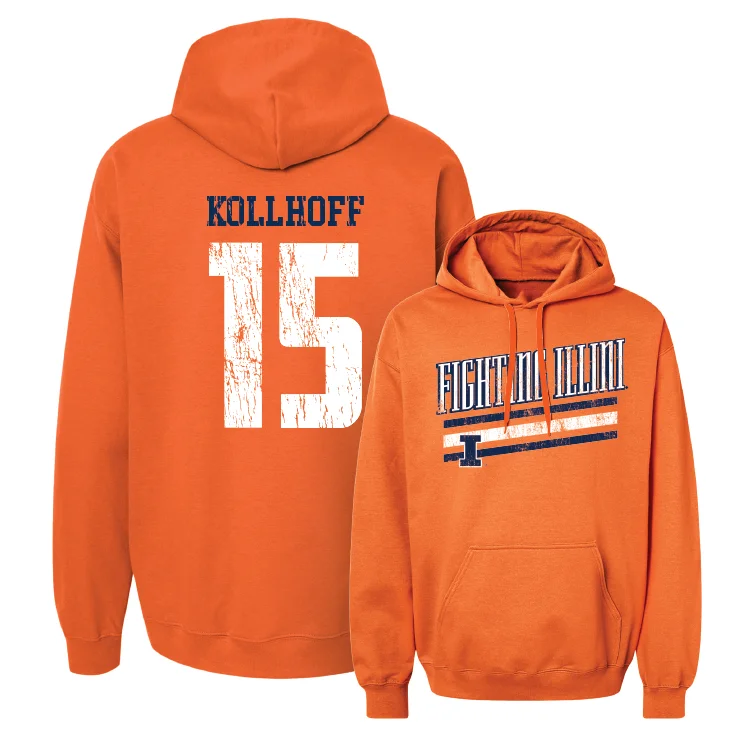 Orange Slant Hoodie - Zoey Kollhoff #15 Hoodie with Monochrome Minimalist Simple