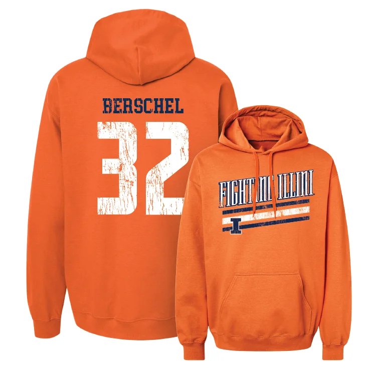 Orange Slant Hoodie - Kennedy Berschel #32 Hoodie with Raw Hem Edgy Unfinished