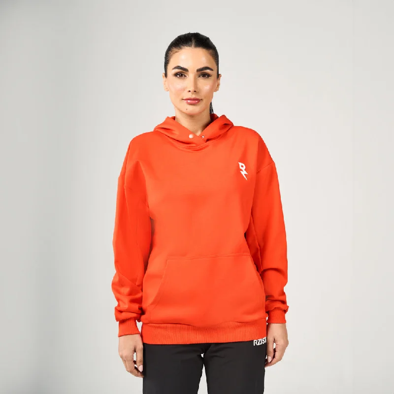 The Impossible Oversized Hoodie - Neon Orange Hoodie with Turtle Neck Cozy Winter