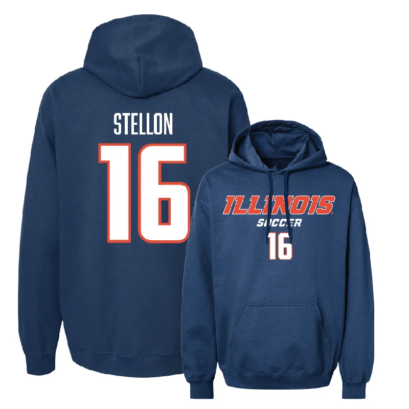 Navy Illinois Classic Hoodie  - Ashley Stellon Hoodie with Mesh Breathable Sporty