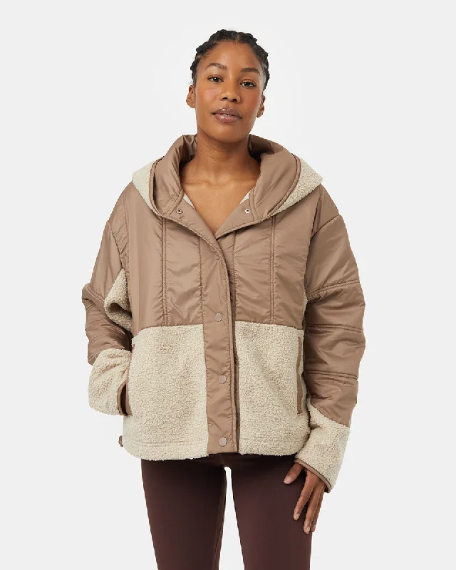 Recycled Boucle Full Snap Hoodie Hoodie with Hem Raw Edge Edgy Unfinished