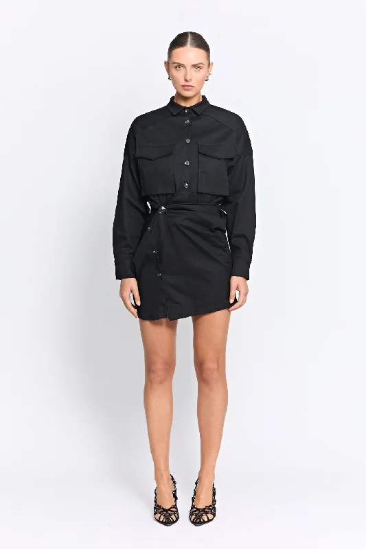FORBES MINI DRESS | BLACK Fashionable Mini Dress with Frills