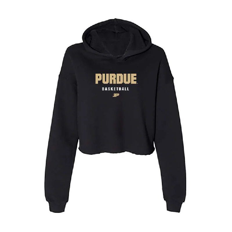Purdue - NCAA Women's Basketball : Alaina Harper - Women's Crop Fleece Hoodie Hoodie with Emblem Brand Identity