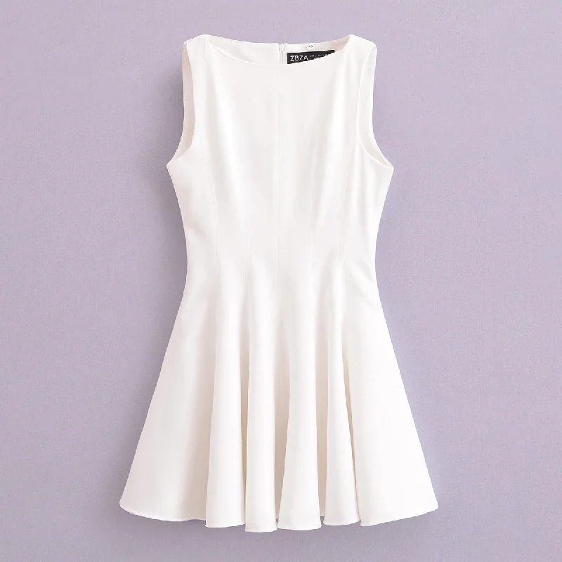 Znbbw Spring Skate Sleeveless Solid Color Mini Dress 4043041 Cozy Cotton Mini Dress