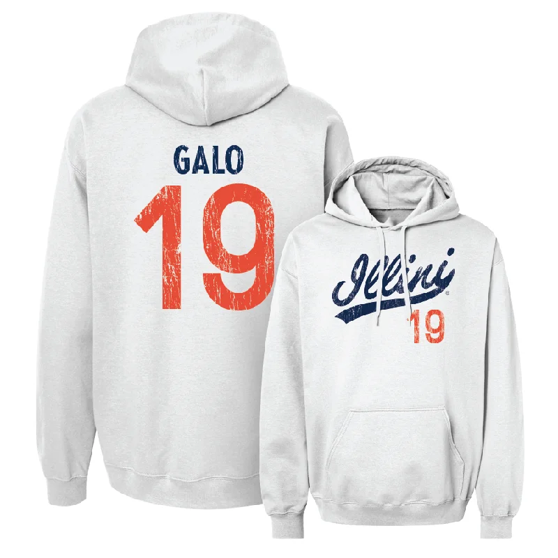 White Script Hoodie  - Angie Galo Hoodie with Patch Decorative Personalized
