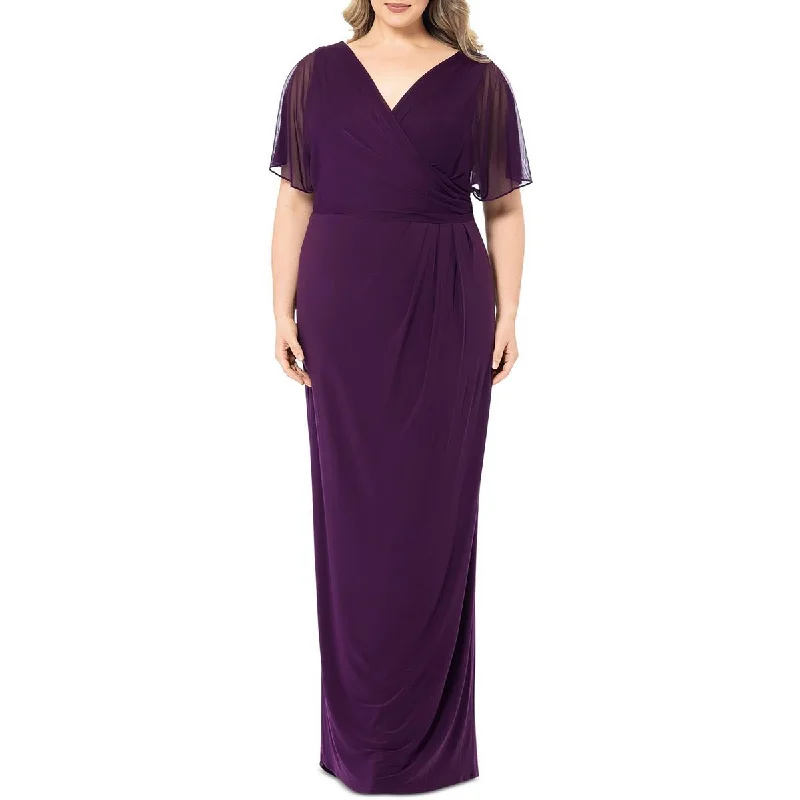Plus Womens Faux-Wrap Polyester Evening Dress Tunics Top rated