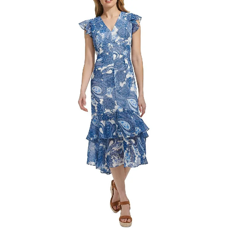 Womens Paisley Chiffon Shift Dress Tunics Top rated