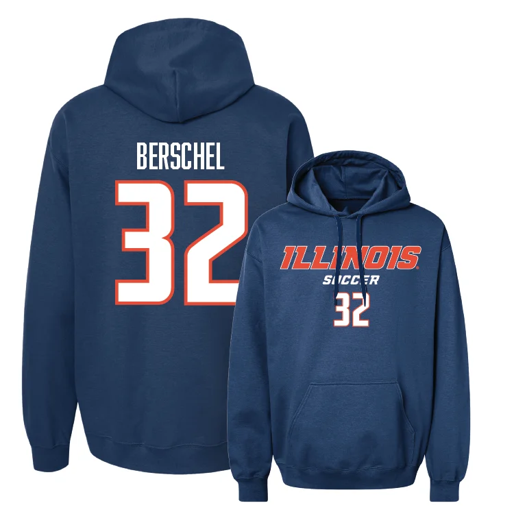 Navy Illinois Classic Hoodie - Kennedy Berschel #32 Hoodie with Relaxed Fit Easy Casual