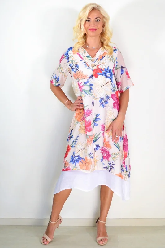 Light Beige Print Summer Tunic Dress Tunics Designer luxury