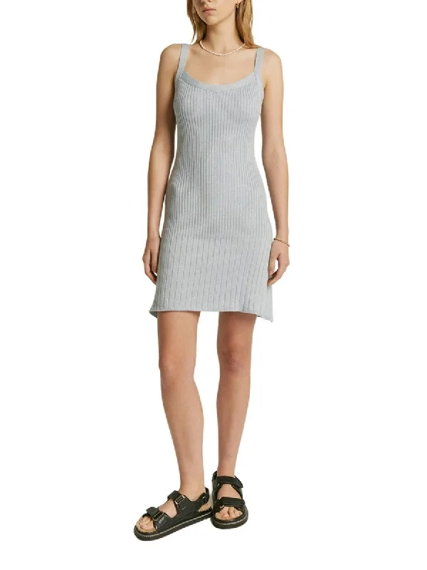 Santa Monica Lurex Mini Dress Powder Blue Trendy Mini Dress with Belt