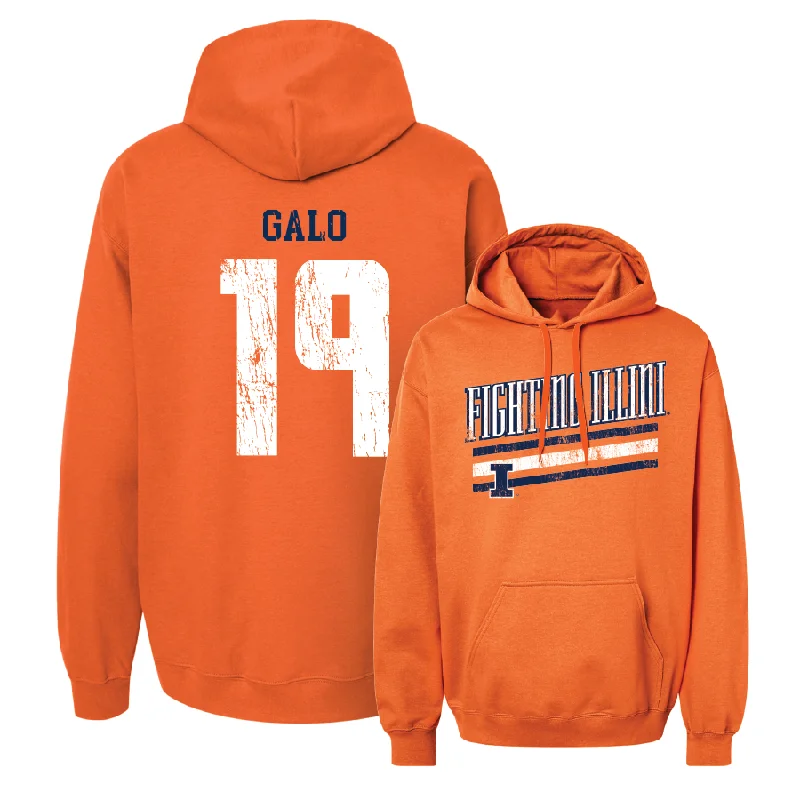 Orange Slant Hoodie  - Angie Galo Hoodie with Ribbed Cuffs Snug Fit Comfort