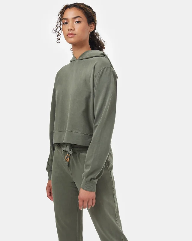 French Terry Cropped Hoodie Hoodie with Longline Fit Extended Stylish