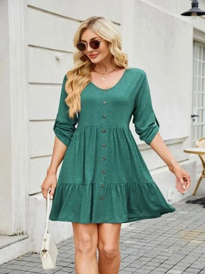 Tiered Ruched V-Neck Mini Dress Trendy Tie-Dye Mini Dress