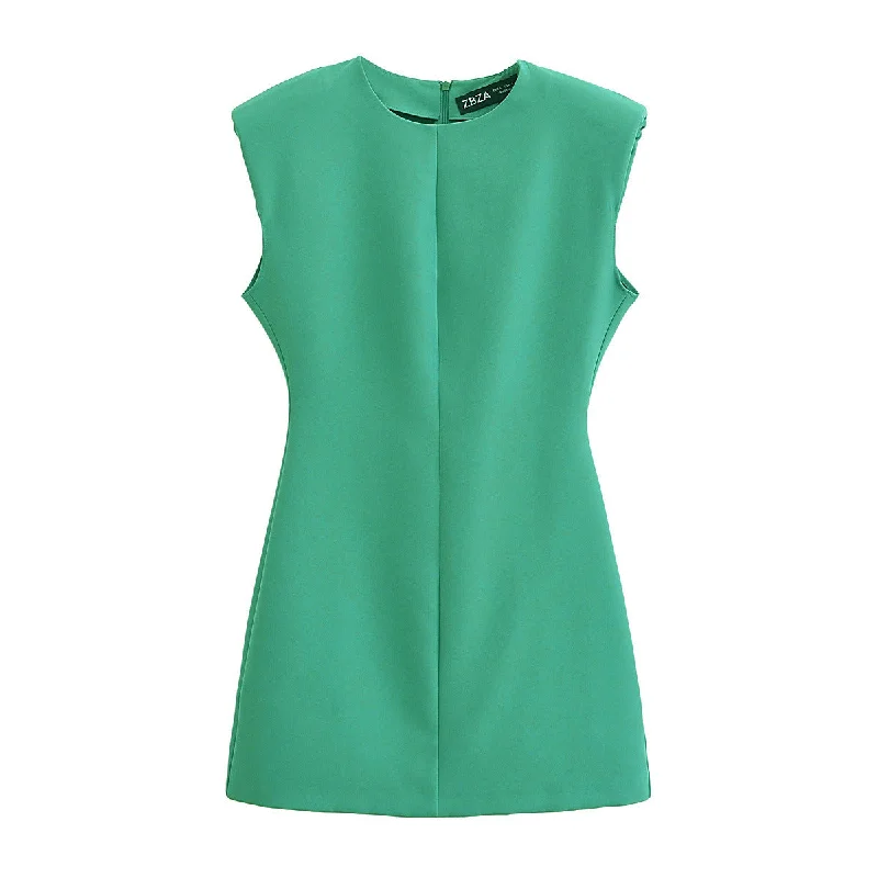 Znbbw Spring Style Shoulder Padded Crepe Sleeveless Mini Dress 2586323 Stylish Spaghetti Strap Mini Dress