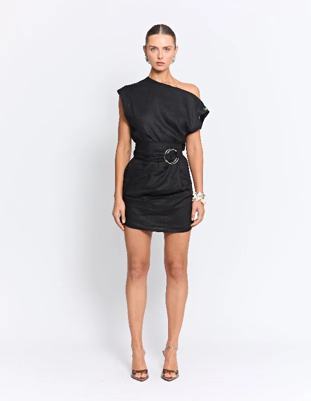 THE VITO MINI DRESS | BLACK Cozy Cowl Neck Mini Dress