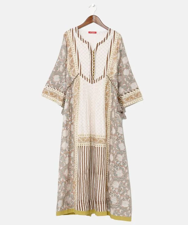 Intricate Block Print Dress Tunics stripes playful
