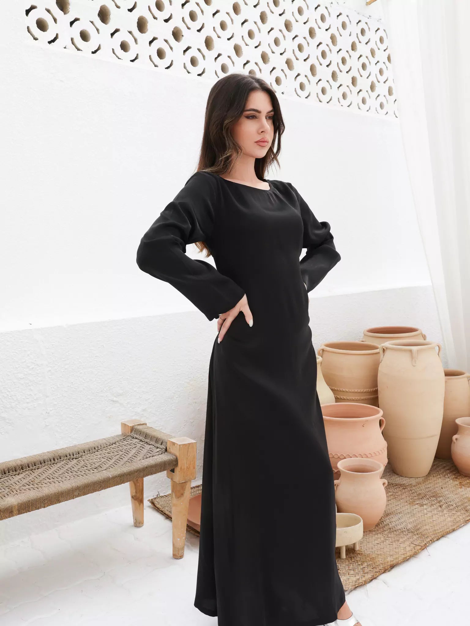 Aloha Silk Dress Turtleneck Neckline Stylish