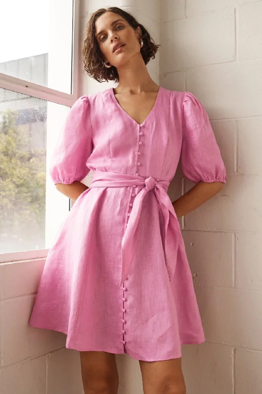 Quota Lotus Pink Mini Dress Stylish Floral Print Mini Dress