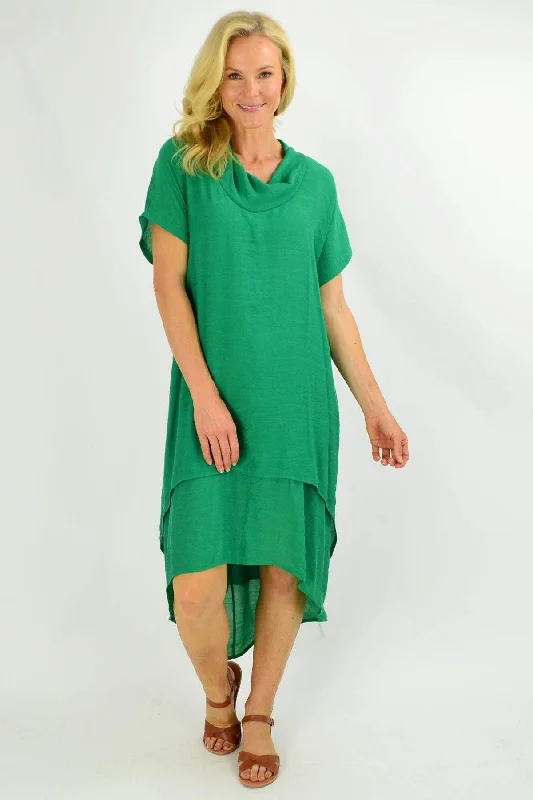 Green Cowl Neck Tunic Dress Tunics Plaid country