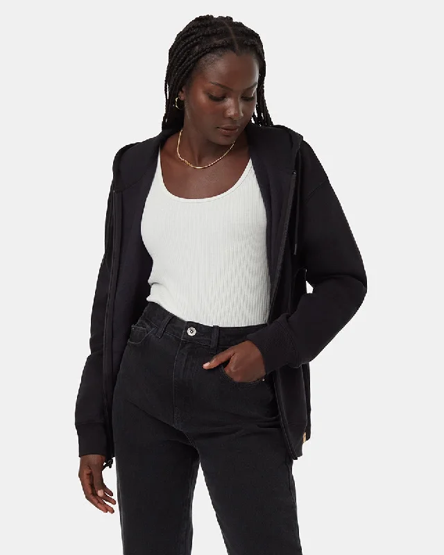 TreeFleece Relaxed Zip Hoodie Hoodie with Raw Hem Edgy Unfinished
