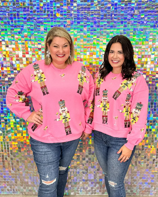 Queen of Sparkles Martini Nutcrackers Sweatshirt - Pink Hoodie Dress Longline Feminine