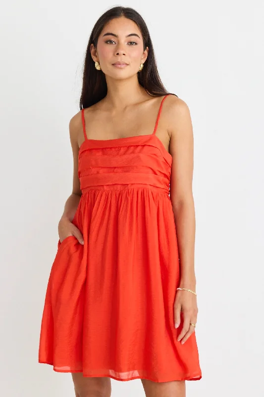 Austin Flame Strappy Babydoll Mini Dress Stylish Sweetheart Mini Dress