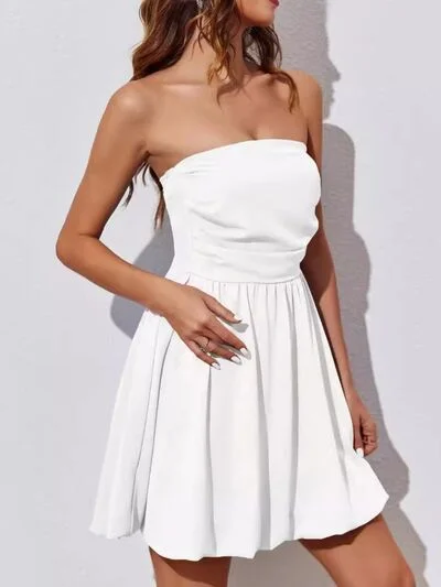 Ruched Tube Mini Dress Fashionable A-Line Mini Dress