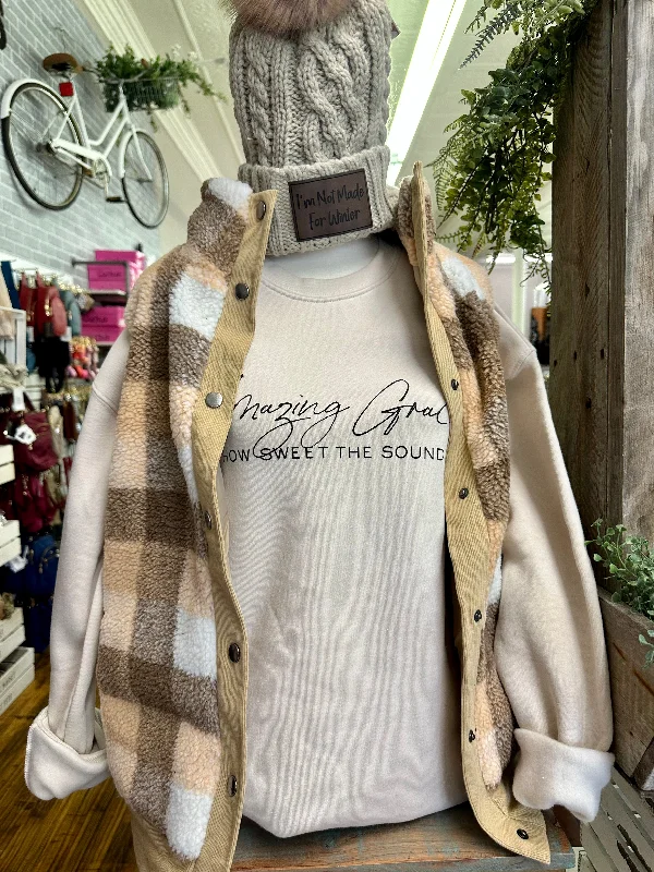 Amazing Grace Sweatshirt Hoodie with Monochrome Minimalist Simple