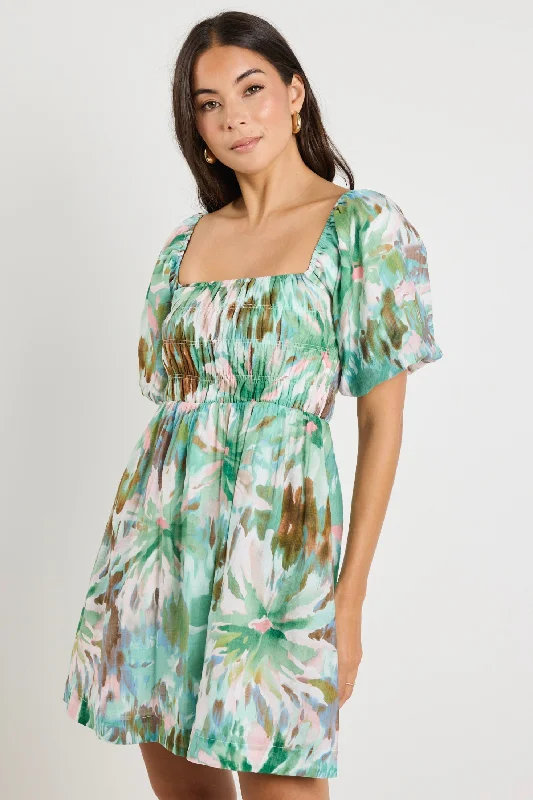 Dance Jungle Puff Sleeve Mini Dress Modern Satin Mini Dress