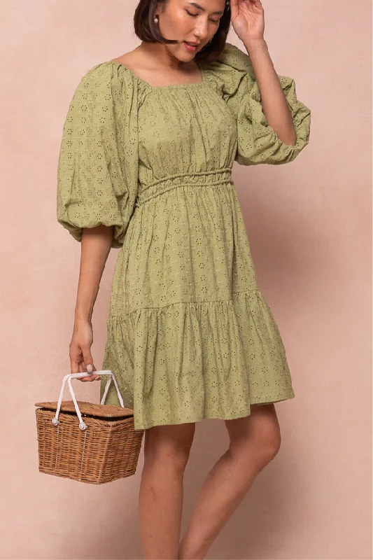 Kinsey Dress in Green Turtleneck Neckline Stylish