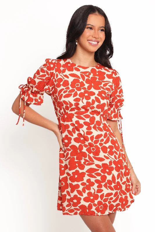 Yelena Mini Dress - Red Fashionable Boho-Chic Mini Dress