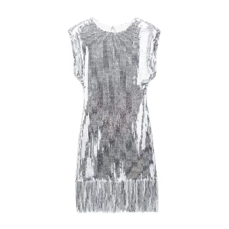 Znbbw New Beaded Tassel Trim Mini Dress 6318251 Cozy Ruched Mini Dress