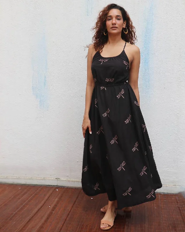 Midnight Mai Tai Handblock Printed Cotton Dress - Mono Tunics Luxurious high-end