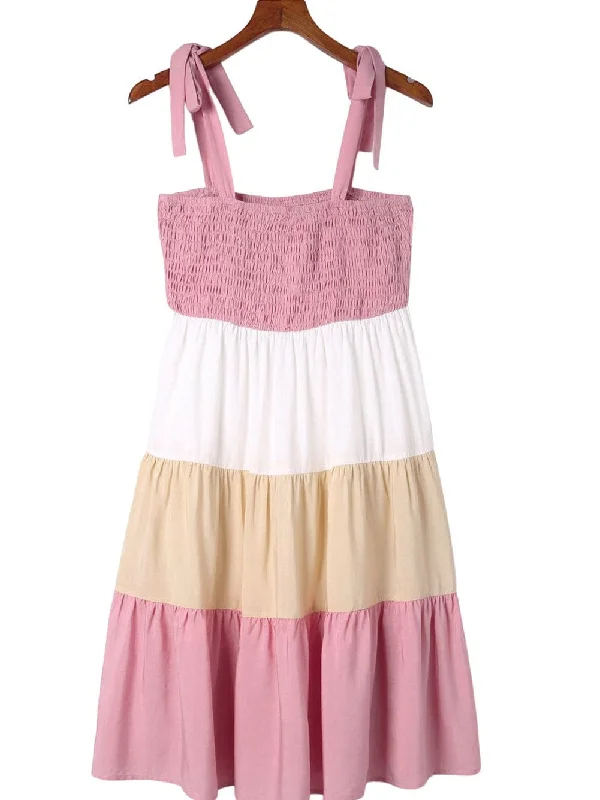 Adorable Colorblock Mini Dress Trendy Tie-Dye Mini Dress