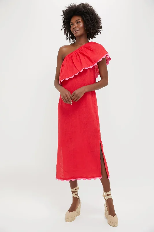 Hibiscus Red Amalfi Linen Dress Tunics Timeless classic
