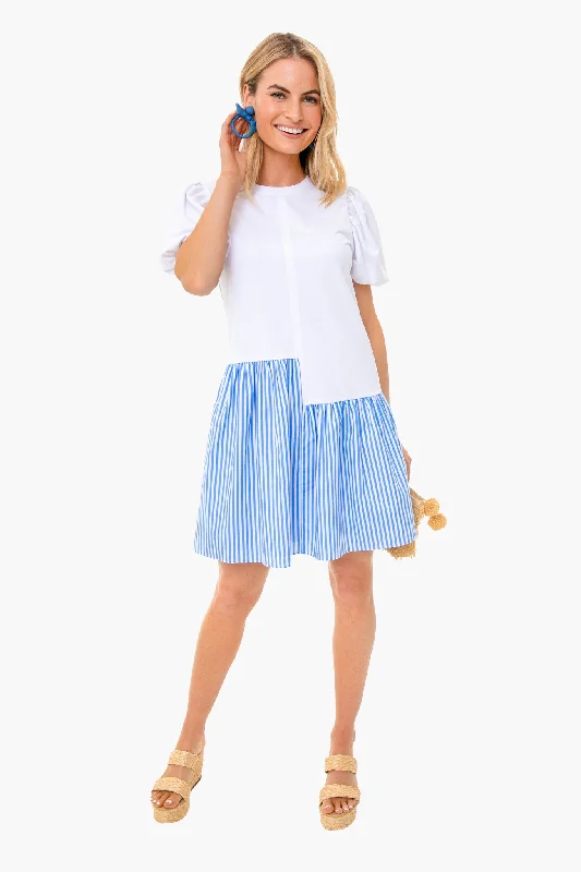 Blue Stripe Roxy Dress Tunics Wedding white