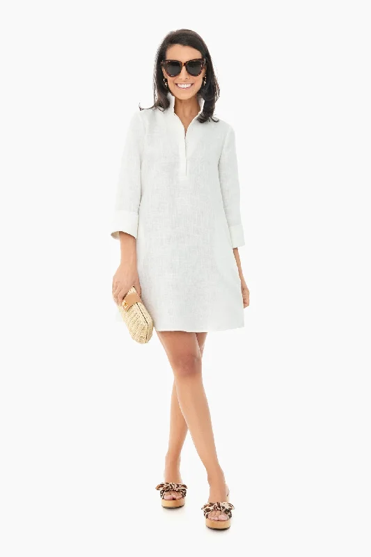 White Basket Weave Megan Dress Tunics Polka dots