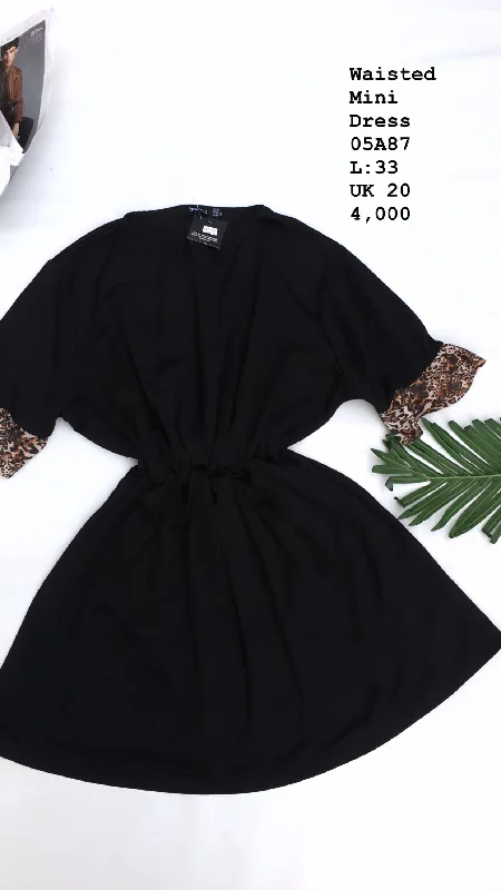 Waisted mini Dress Fashionable Pleated Mini Dress