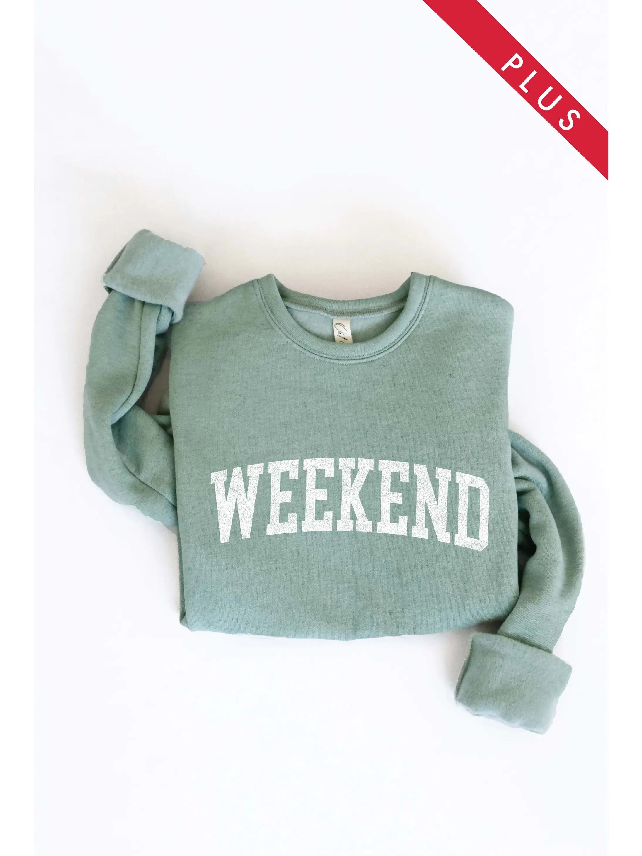 Sage Weekend Sweatshirt PLUS Hoodie with Bell Sleeves Flared Feminine