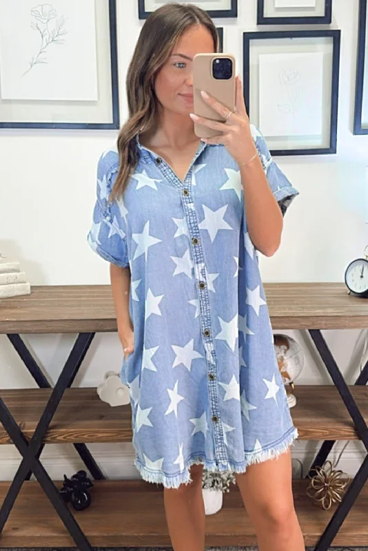 Blue Star Mini Dress Chic Sleeveless Mini Dress