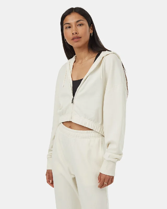 TreeTerry Oversized Cropped Zip Hoodie Hoodie with Back Slit Movement Comfort