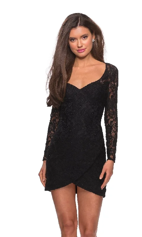 Short Lace Party Dress: La Femme 28232 Shift Classic Vintage