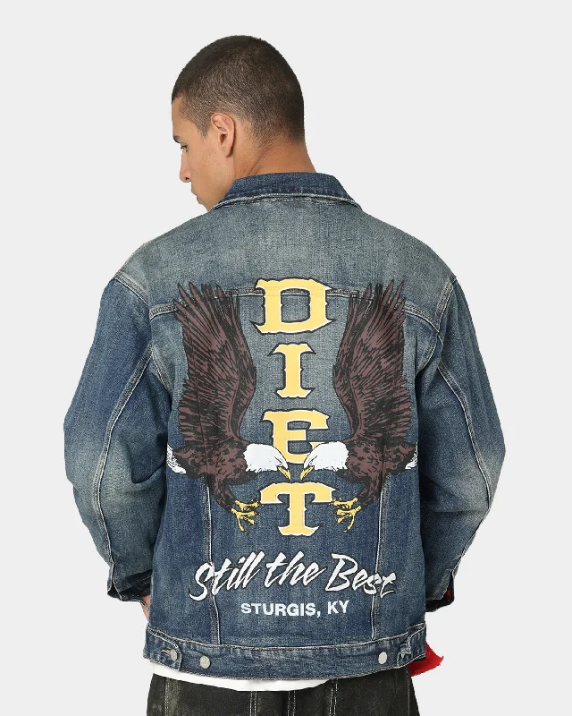 Diet Starts Monday Eagle Denim Trucker Jacket Indigo Welt Pockets Slit Pockets Flap Pockets Diet Starts Monday Eagle Denim Trucker Jacket Indigo Welt Pockets Slit Pockets Flap Pockets