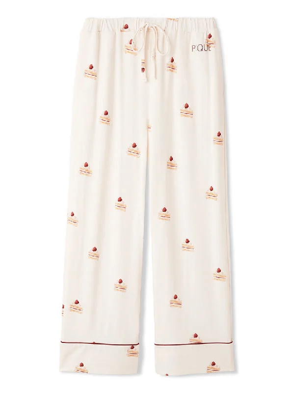 Cake Motif Pants Warm Wool Trousers