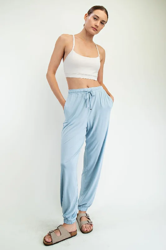 Light Blue Drawstring Jogger Pants Stylish Casual Pants
