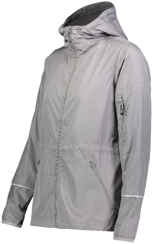 Holloway Ladies Packable Full Zip Jacket Tiered Jacket Buttoned Jacket Zippered Jacket