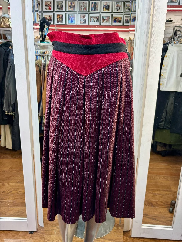 90’s Red & Black Full Skirt With Side Buttons By Pims slim fit skirt